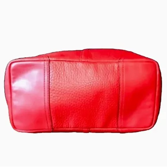 COACH Hadley Luxe Red Tumbled Leather Oversized Shoulder Bag Carry On Tote - Picture 11 of 17